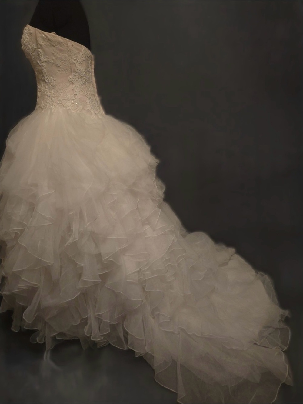 Oleg Cassini Strapless Ivory Ball Gown Wedding Dress - Picture 2 of 13